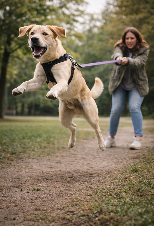 chien-qui-tire-en-laisse chien tire en laisse comportement problème